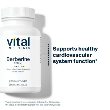 Vital Nutrients Berberine | Supports Healthy Bowel Function and Normal Triglyceride Levels | Vegan Supplement | Gluten, Dairy and Soy Free | 200 mg | 60 Capsules
