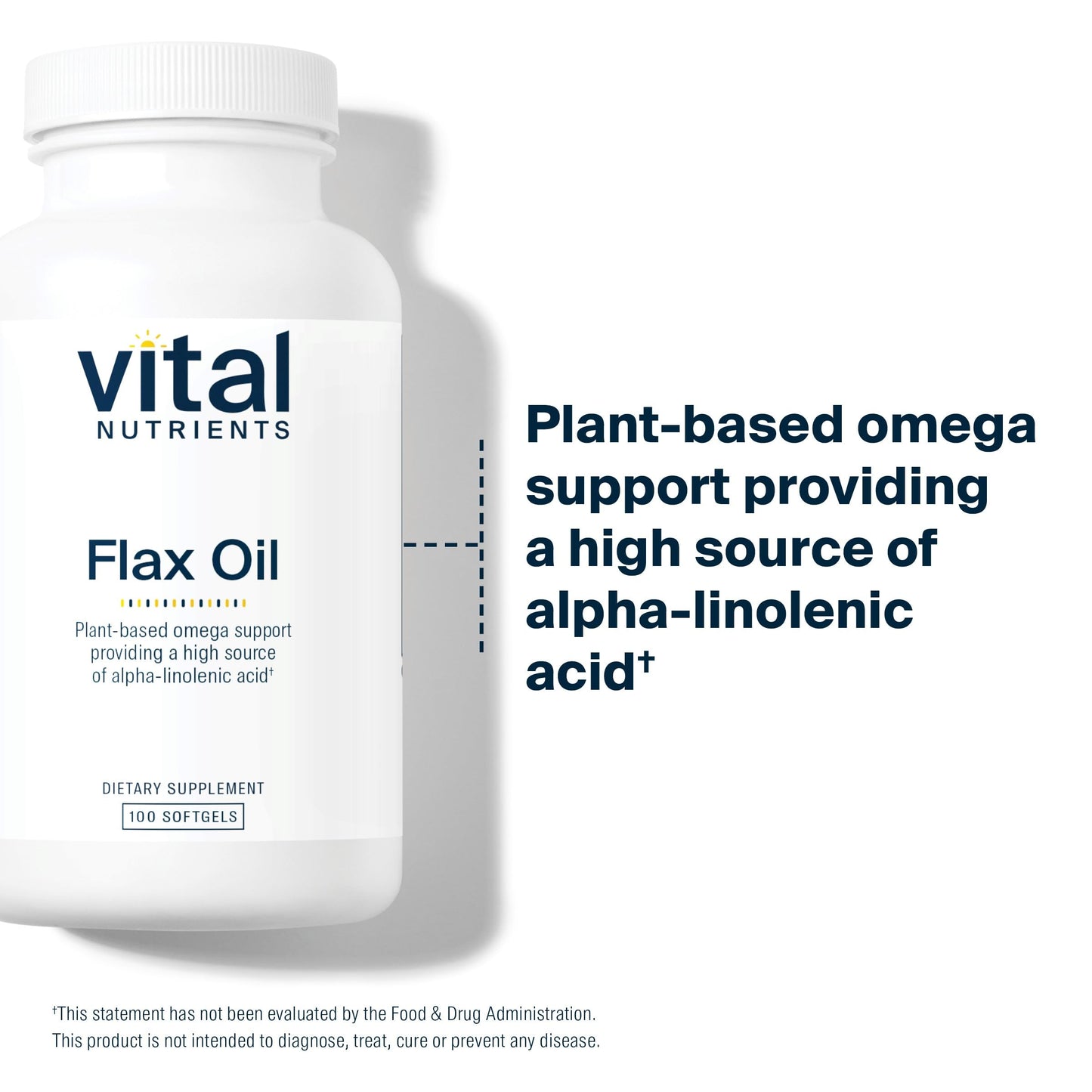 Vital Nutrients Flax Seed Oil 3000mg – Cold Pressed, High ALA for Heart Health | Non-GMO | Gluten, Dairy & Soy Free | 100 Softgels