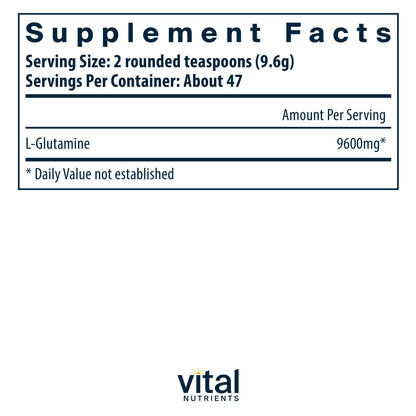 Vital Nutrients Glutamine Powder | GI Support, Gluten Free, Non-GMO 450g