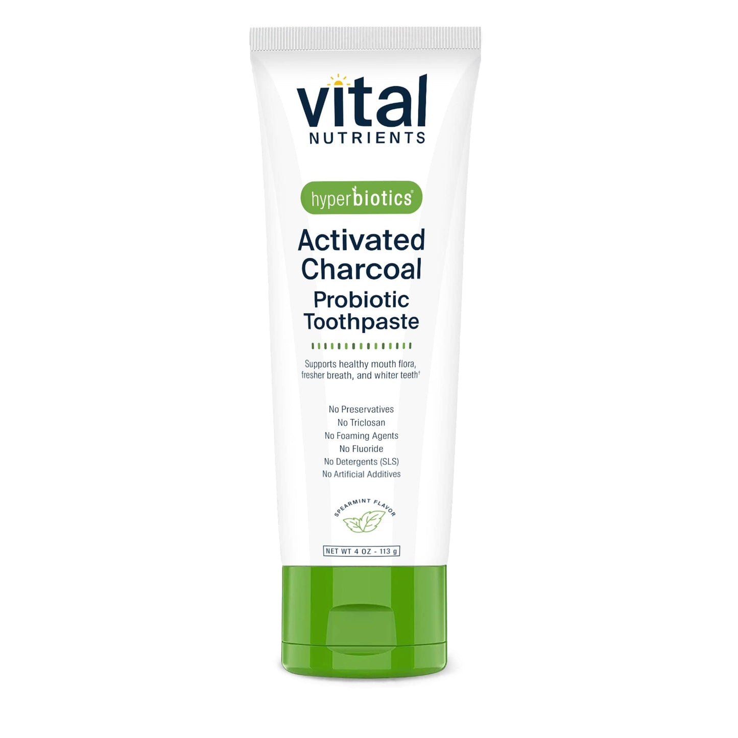 Vital Nutrients Hyperbiotics Activated Charcoal Probiotic Toothpaste | Fluoride Free | Vegan | 4 oz