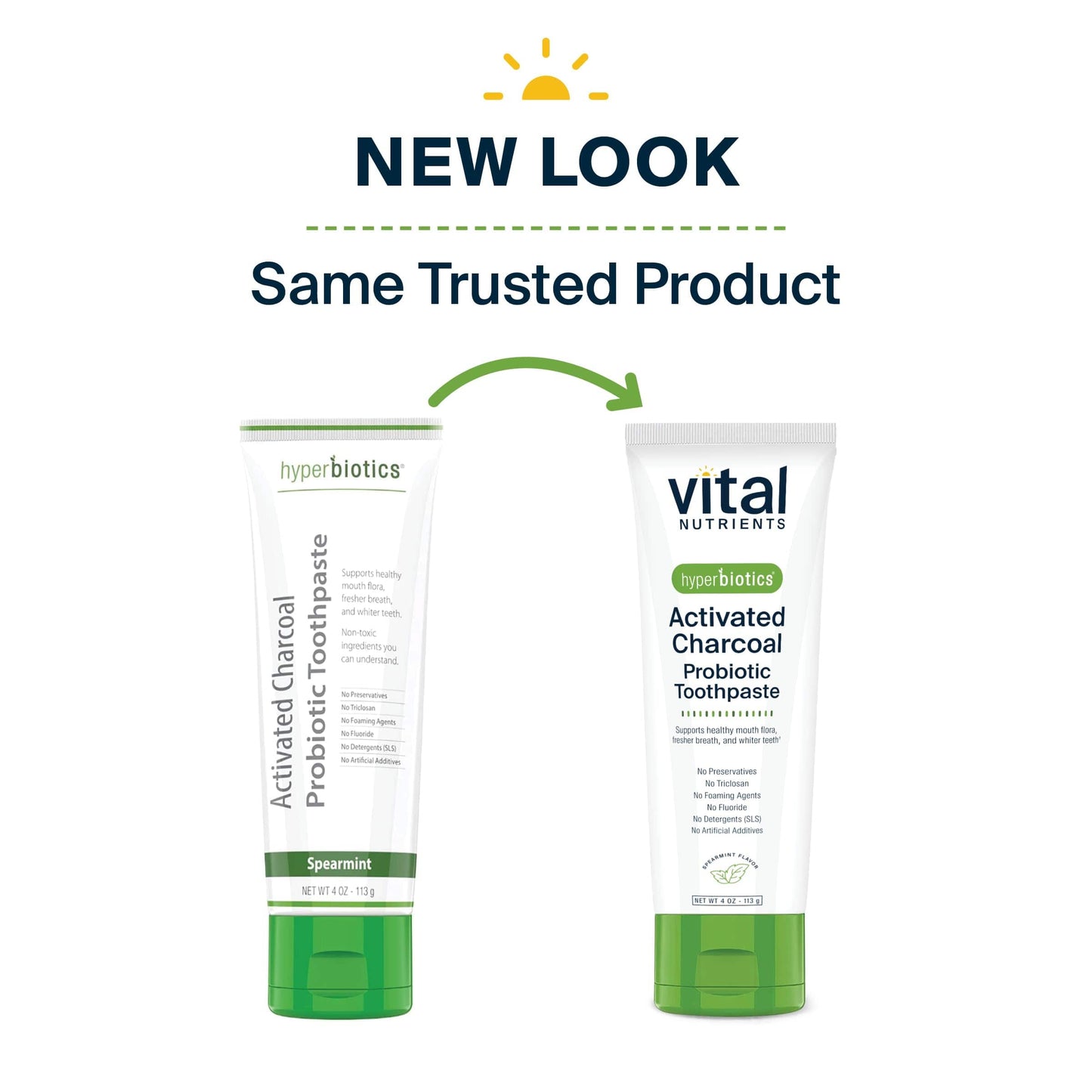 Vital Nutrients Hyperbiotics Activated Charcoal Probiotic Toothpaste | Fluoride Free | Vegan | 4 oz