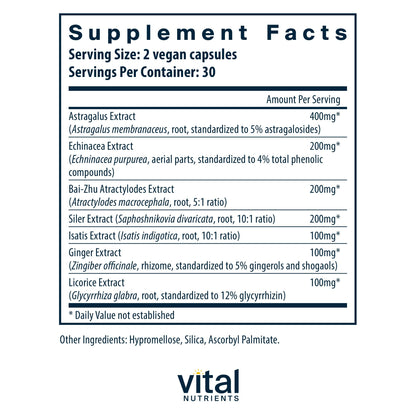 Vital Nutrients Immune Support | Herbal Immune System Support Supplement | Vegan Antioxidant and Immunity Supplement | Gluten, Dairy, Soy Free | Non-GMO | 60 Capsules