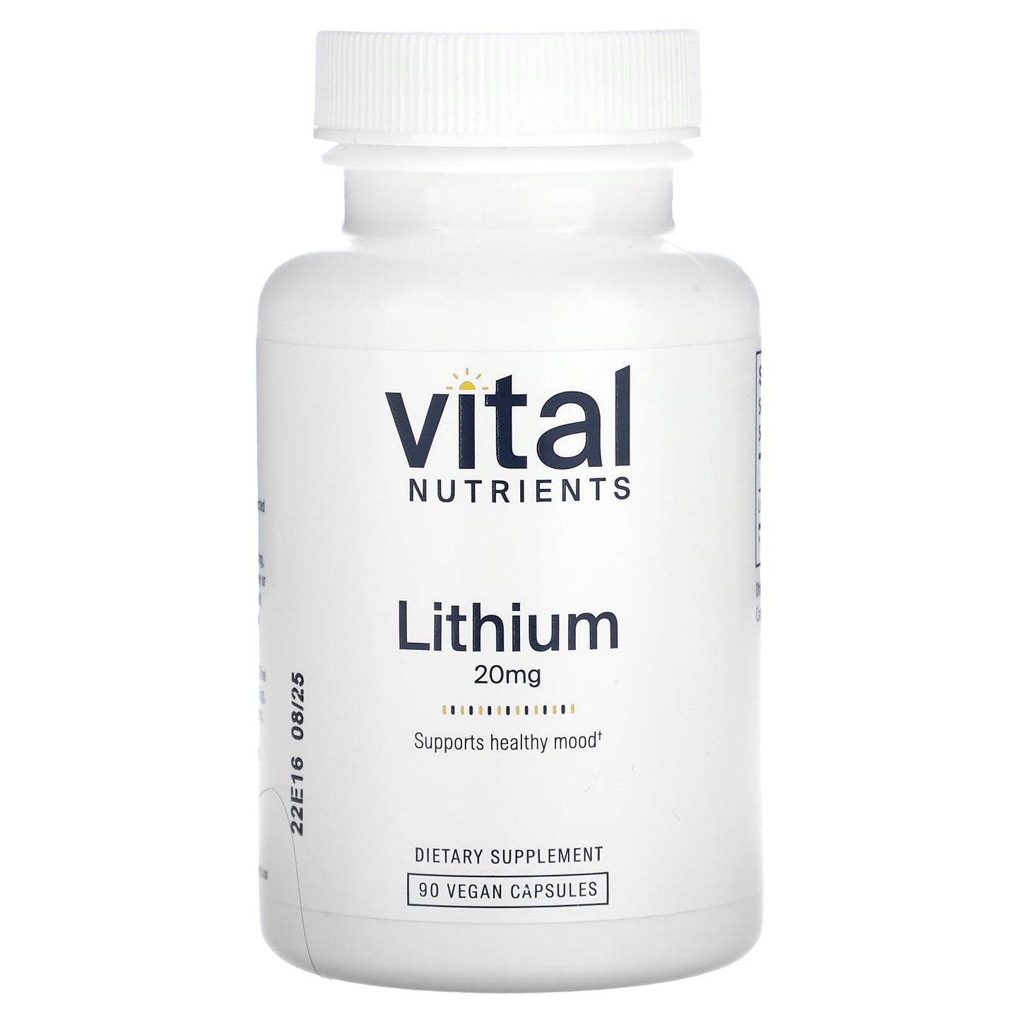 Vital Nutrients Lithium Orotate | Vegan Lithium Supplements for Memory, State of Mind, and Behavioral Health* | 20mg | Gluten, Dairy, Soy Free | 90 Capsules
