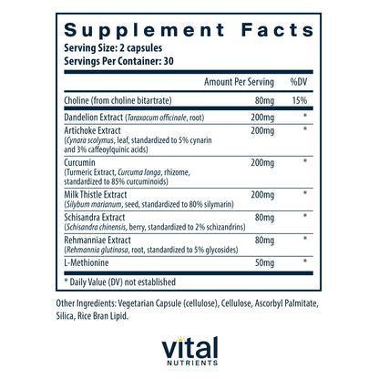 Vital Nutrients Liver Support with Milk Thistle & Curcumin | Vegan, Gluten-Free | 60 Capsules