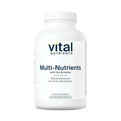 Vital Nutrients Multi-Nutrients with Iron and Iodine - Vegetarian Multivitamin (180 Capsules)