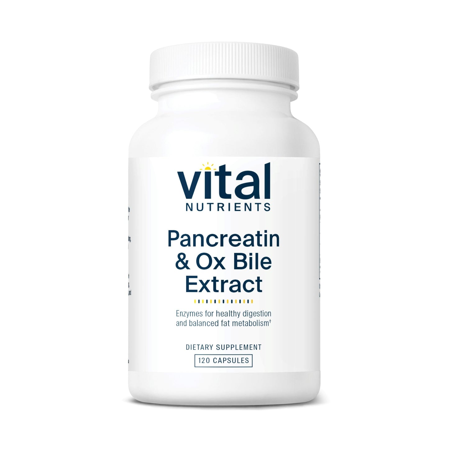 Vital Nutrients Pancreatin & Ox Bile Extract 500mg | Digestive Enzymes for Protein, Fat & Carbs | Gluten Free | 120 Capsules