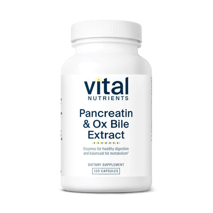 Vital Nutrients Pancreatin & Ox Bile Extract 500mg | Digestive Enzymes for Protein, Fat & Carbs | Gluten Free | 120 Capsules