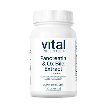 Vital Nutrients Pancreatin & Ox Bile Extract 500mg | Digestive Enzymes 60 Capsules