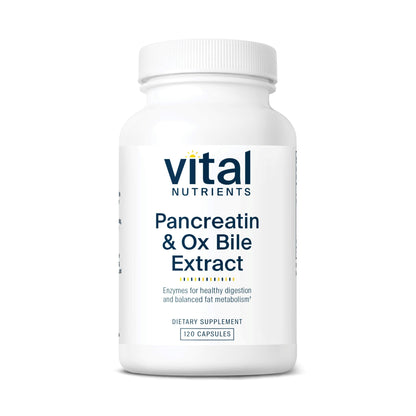 Vital Nutrients Pancreatin & Ox Bile Extract 500mg | Digestive Enzymes for Protein, Fat & Carbs | Gluten Free | 120 Capsules