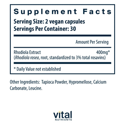 Vital Nutrients Rhodiola Rosea | Energy & Stress Support