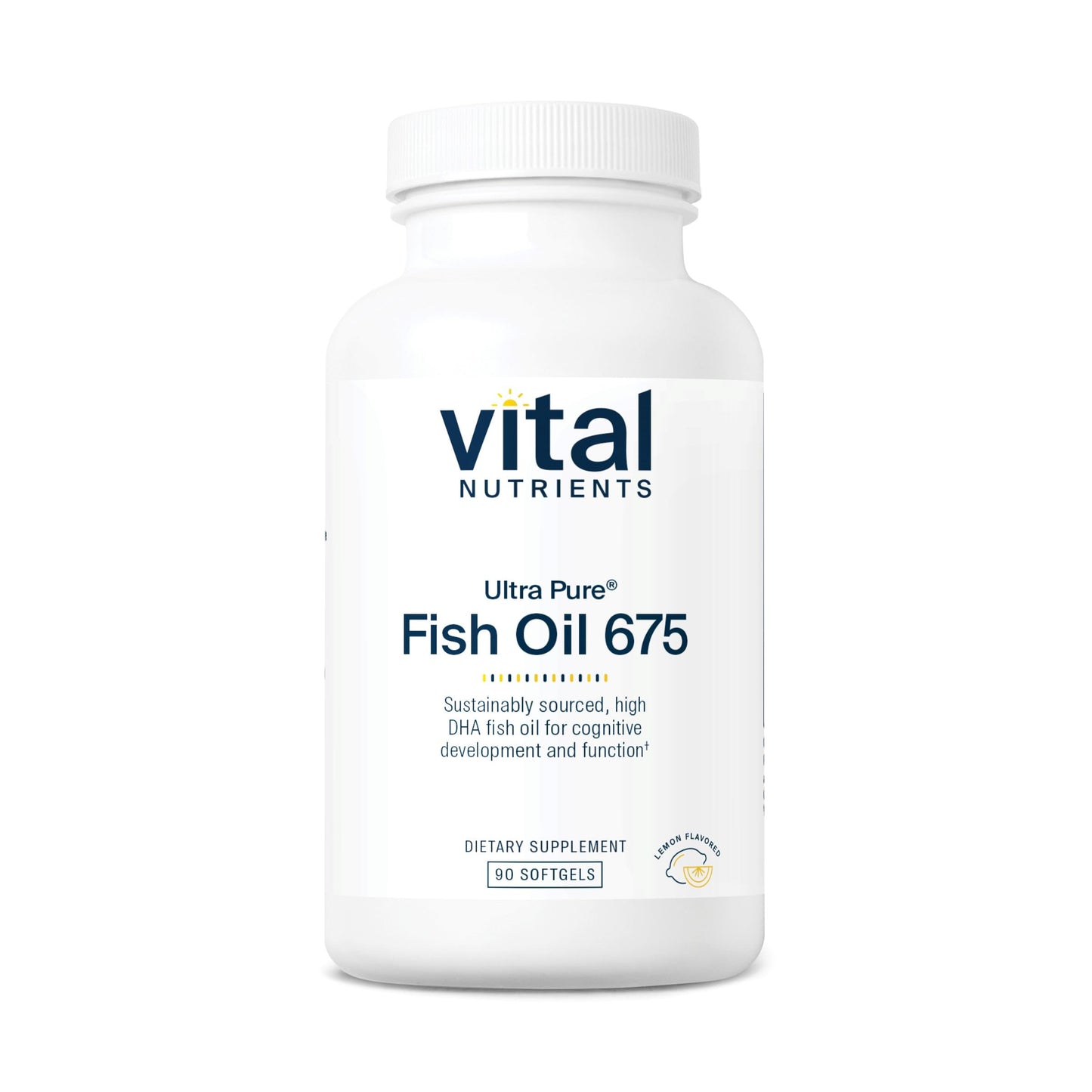 Vital Nutrients Ultra Pure Fish Oil 675 | High DHA Omega-3 (90 Softgels, Lemon)