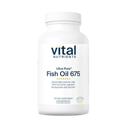 Vital Nutrients Ultra Pure Fish Oil 675 | High DHA Omega-3 (90 Softgels, Lemon)