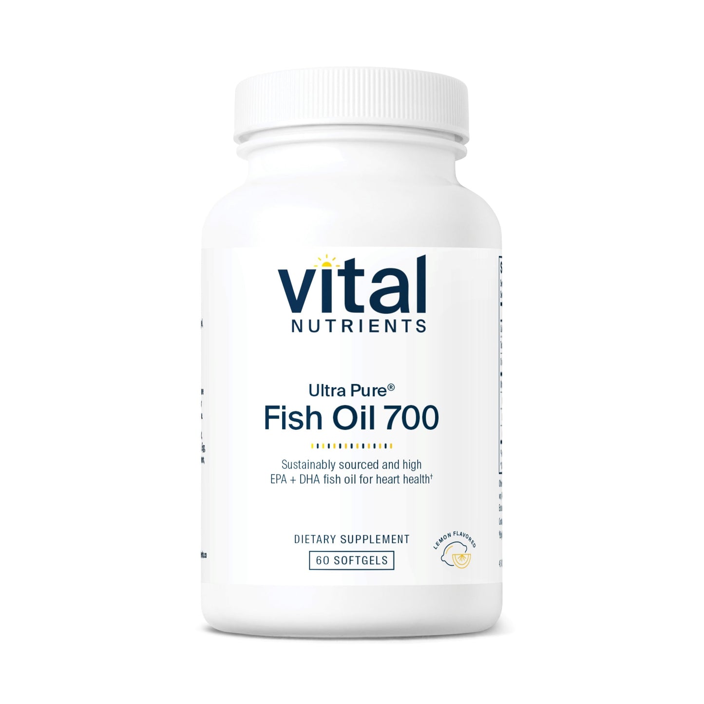 Vital Nutrients Ultra Pure Fish Oil 700 | High EPA & DHA | Lemon | 60 Softgels