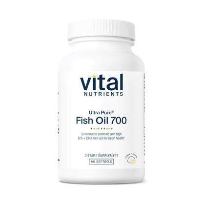 Vital Nutrients Ultra Pure Fish Oil 700 | High EPA & DHA | Lemon | 60 Softgels