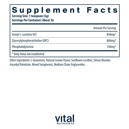 Vital Brain Powder – Nootropic with Phosphatidylserine & Acetyl-L-Carnitine | Lemon 150g