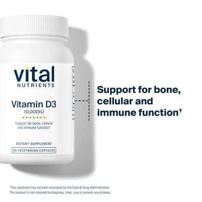 Vital Nutrients Vitamin D3 10000 IU – Immune & Bone Support, 60 Capsules
