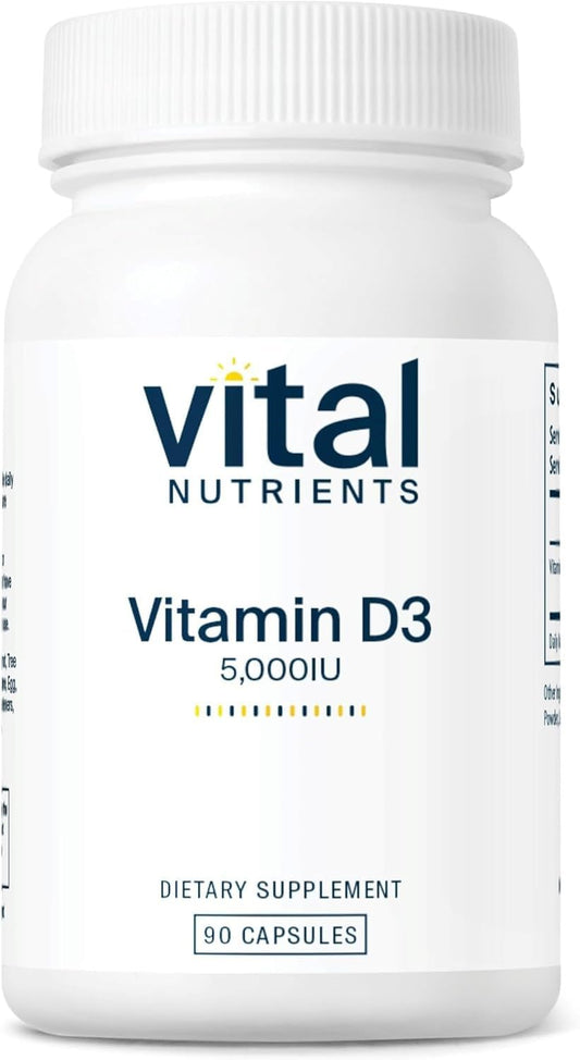 Vital Nutrients Vitamin D 5000 IU | Vitamin D3 Supplement | Healthy Bones, Teeth, Muscles* | Cellular & Immune Function | Calcium Absorption | Gluten, Dairy and Soy Free | 90 Capsules BritishVita | Premium UK Vitamins & Wellness Supplements