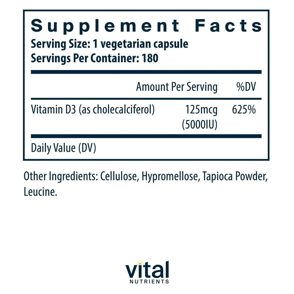 Vital Nutrients Vitamin D 5000 IU D3 Supplement – Supports Bones, Teeth & Immunity | Gluten, Dairy & Soy Free | 180 Capsules BritishVita | Premium UK Vitamins & Wellness Supplements