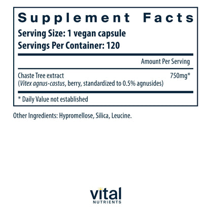 Vital Nutrients Vitex 750 – 750mg Chaste Tree Berry Extract for Hormone Balance & Menstrual Support | Gluten Free | Non-GMO | 120 Capsules mythriftymom