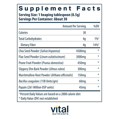 Vital Nutrients Whole Fiber Fusion Powder – Natural Dietary Fiber (Vegetarian) 261 g