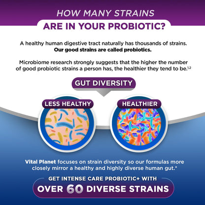 Vital Planet Intense Care Brain & Mood Probiotics – 65B CFU, 67 Strains, 30 Ct