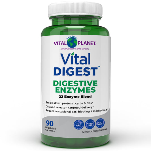 Vital Planet Vital Digest Natural Digestive Enzymes – Supports Protein, Fat & Carbohydrate Breakdown | 90 Capsules (Packaging May Vary) BritishVita | Premium UK Vitamins & Wellness Supplements