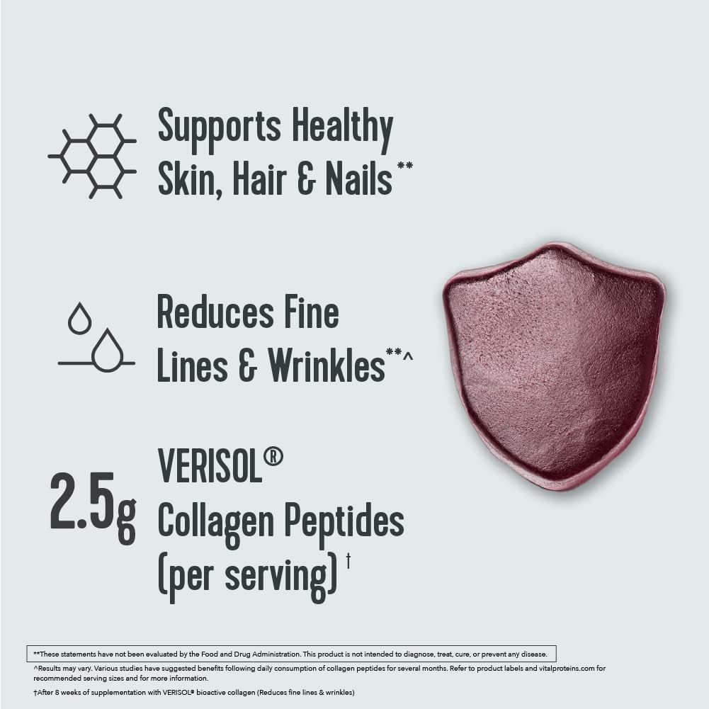 Vital Proteins Collagen Gummies – 2.5g VERISOL, Hair, Skin & Nails, Grape, 120 ct