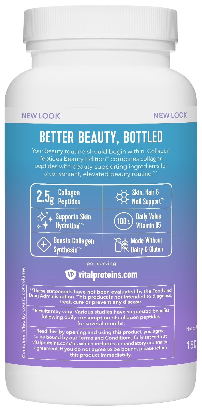 Vital Proteins Collagen Peptides Beauty Edition Capsules — 2.5g per Serving, Biotin & Vitamin C, 30 Servings