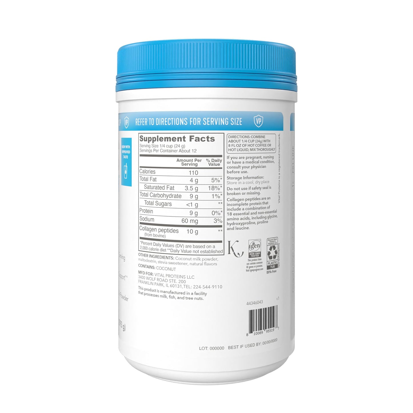 Vital Proteins Collagen Peptides Powder – Original Coffee Creamer (Hair, Skin & Nails, 10.3 oz)