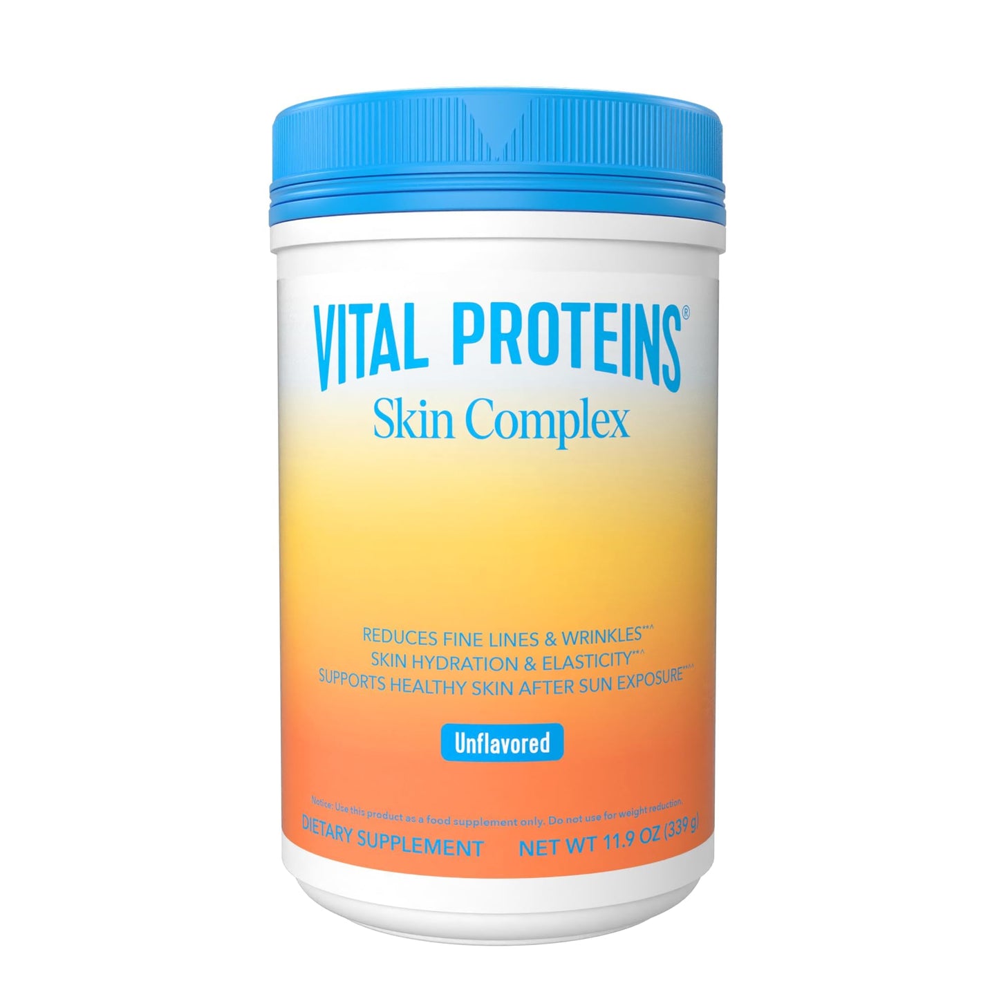 Vital Proteins Skin Complex Collagen – 20g Peptides, Vitamin C & Hyaluronic Acid, Unflavored 11.9oz