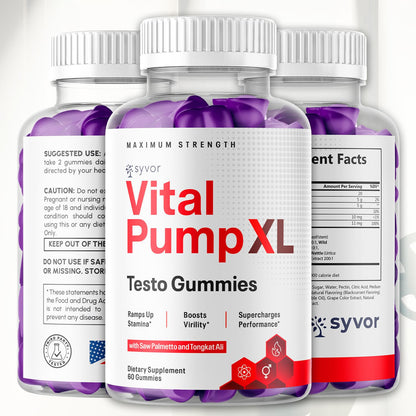 Vital Pump XL Testo Gummies - Official Vital Pump XL Male Performance Gummies (60 Gummies) - All-Natural Formula