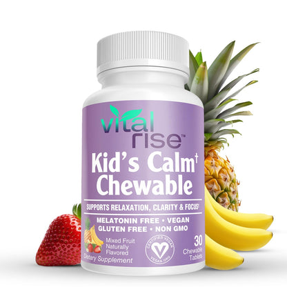 Vital Rise Kids Magnesium Chewables – Sugar-Free, Melatonin-Free Calm & Focus (30 Count)