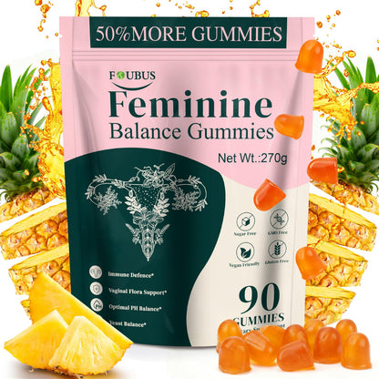 Vital Source Premium Feminine Balance Gummies - Vaginal Probiotic, pH & Immune Support, Pineapple