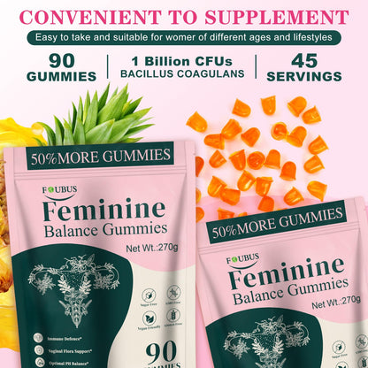 Vital Source Premium Feminine Balance Gummies - Vaginal Probiotic, pH & Immune Support, Pineapple