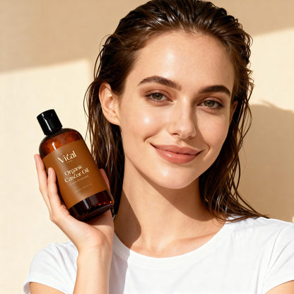 Vital Strands Castor Oil Organic & Cold Pressed – Hair & Skin Nourishment, Eyelash & Brow Serum – Hexane Free, Vegan, 8oz