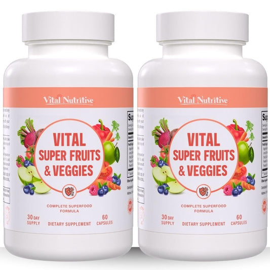 Vital Super Fruits & Veggies – 2-in-1 Daily Capsule for Energy, Immunity & Vitality | Vital Nutritive BritishVita | Premium UK Vitamins & Wellness Supplements