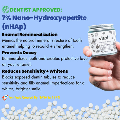Vital Toothpaste Tabs with Nano-Hydroxyapatite | Whitens & Remineralizes Naturally