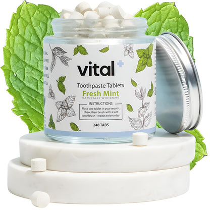 Vital Toothpaste Tabs – 7% Nano-Hydroxyapatite, Fluoride Free, 248 Tabs (4 Months)
