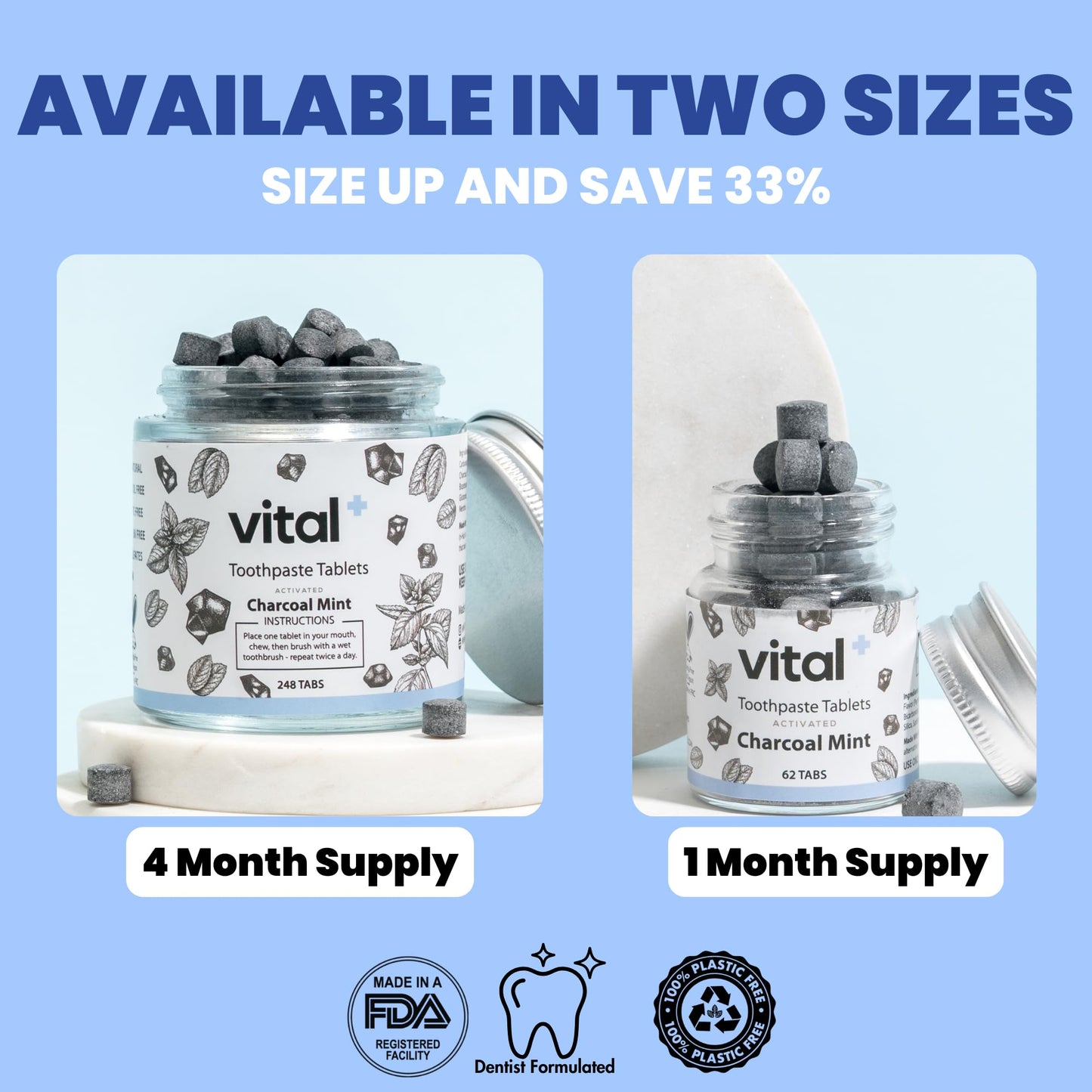 Vital Toothpaste Tabs with Nano-Hydroxyapatite | Whitens & Remineralizes Naturally