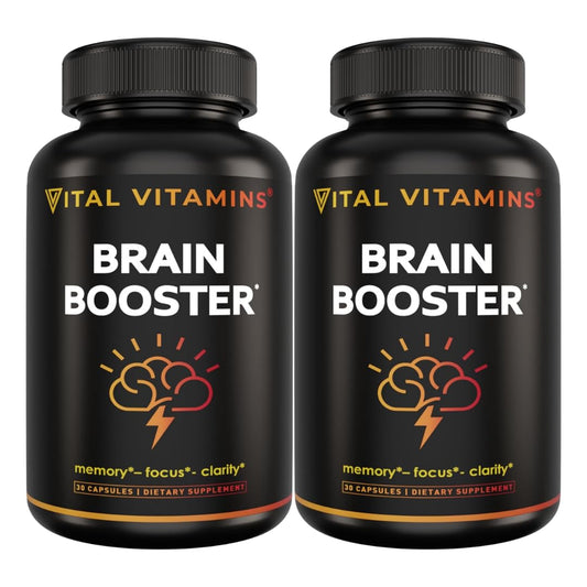 Vital Vitamins Brain Booster (2-Pack) — Memory & Focus Nootropics, Caffeine-Free