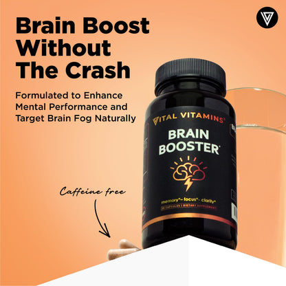 Vital Vitamins Brain Support with Bacopa Monnieri – Memory & Focus Nootropic (Caffeine-Free)
