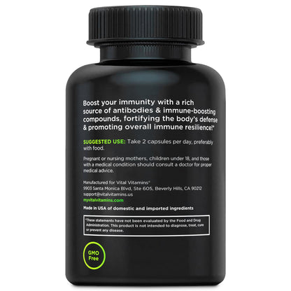 Vital Vitamins Colostrum Supplement – IgG 10% | Vitamin C, Zinc & Selenium | Grass-Fed 60 Caps