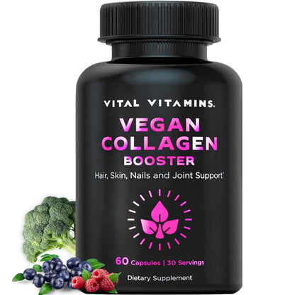 Vital Vitamins Vegan Collagen Booster - Plant-Based, Silica & Hyaluronic Acid - 60 Capsules