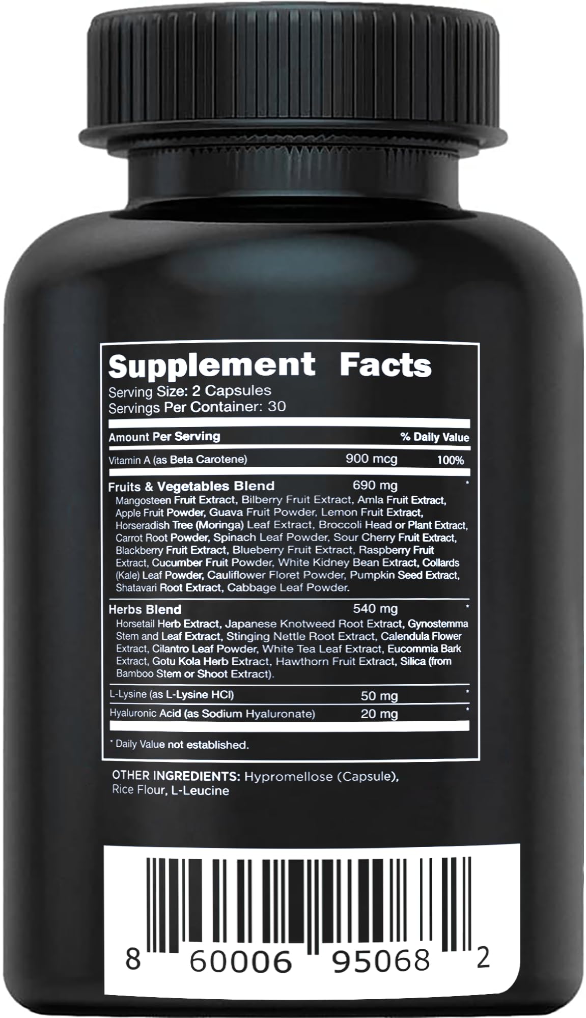 Vital Vitamins Vegan Collagen Booster - Plant-Based, Silica & Hyaluronic Acid - 60 Capsules