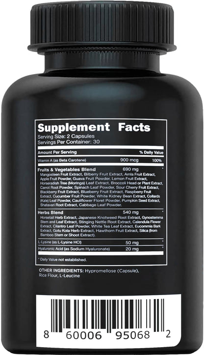 Vital Vitamins Vegan Collagen Booster - Plant-Based, Silica & Hyaluronic Acid - 60 Capsules
