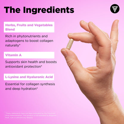 Vital Vitamins Vegan Collagen Booster - Plant-Based, Silica & Hyaluronic Acid - 60 Capsules