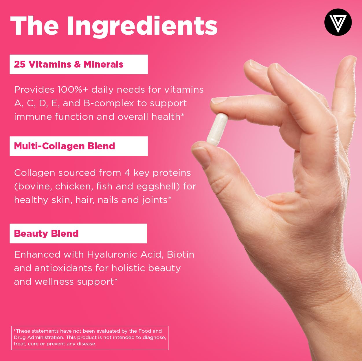 Vital Vitamins Women's Multivitamin Complex – Multi-Collagen, Hyaluronic Acid & MSM