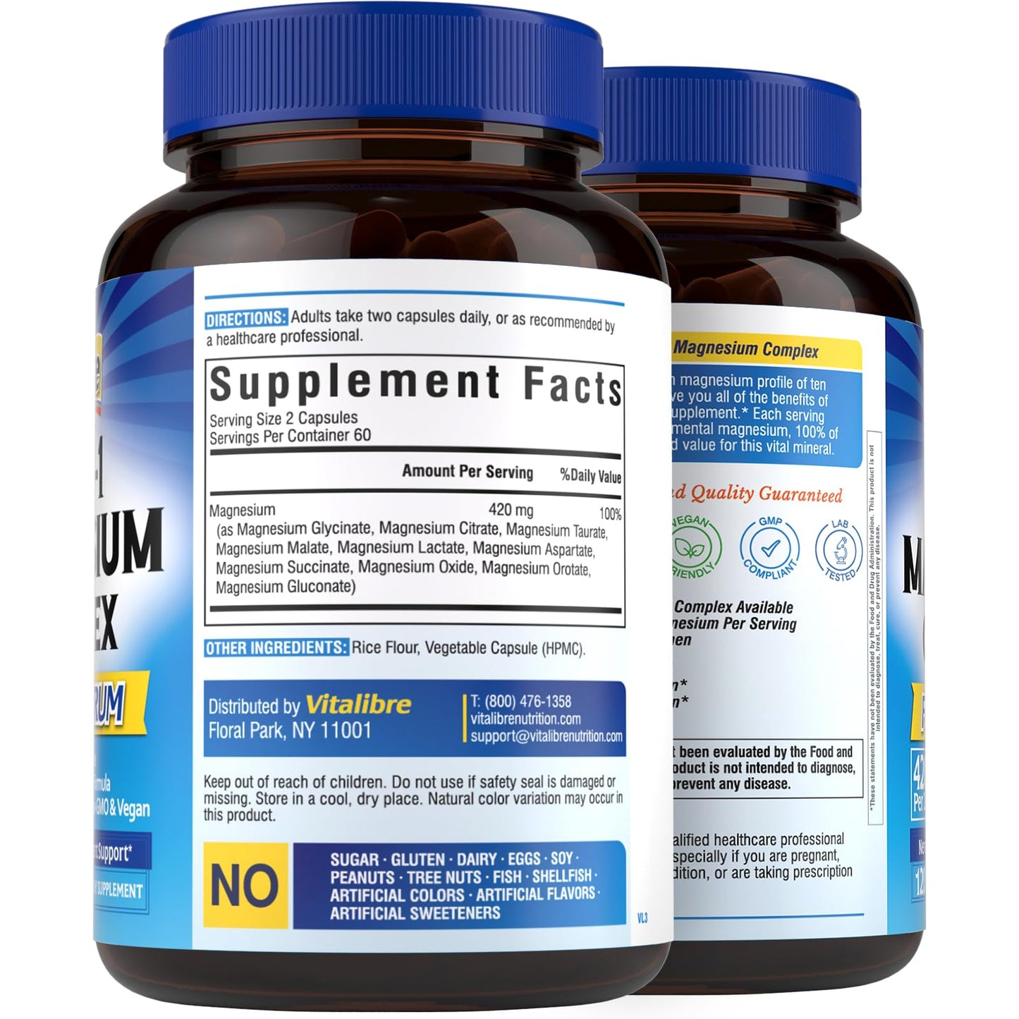 Vitalibre 10-in-1 Magnesium Complex – 420mg Elemental Magnesium
