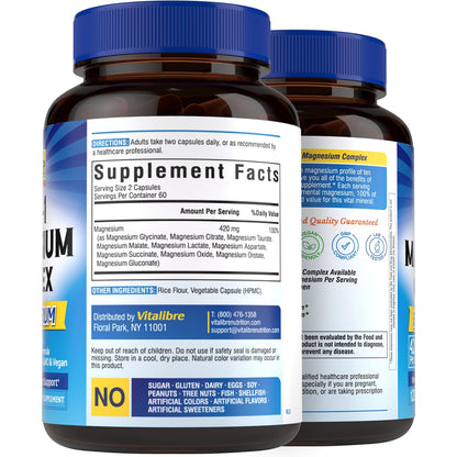 Vitalibre 10-in-1 Magnesium Complex – 420mg Elemental Magnesium