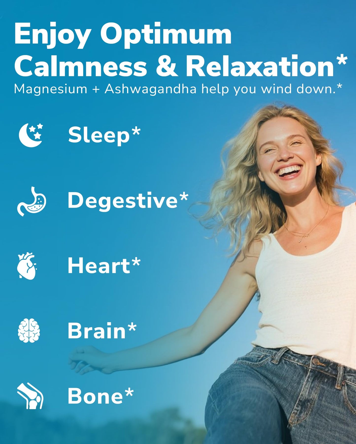 Vitalibre Magnesium Complex with Ashwagandha & L-Theanine – Stress Relief, Bone & Nerve Support | 90 Vegan Capsules